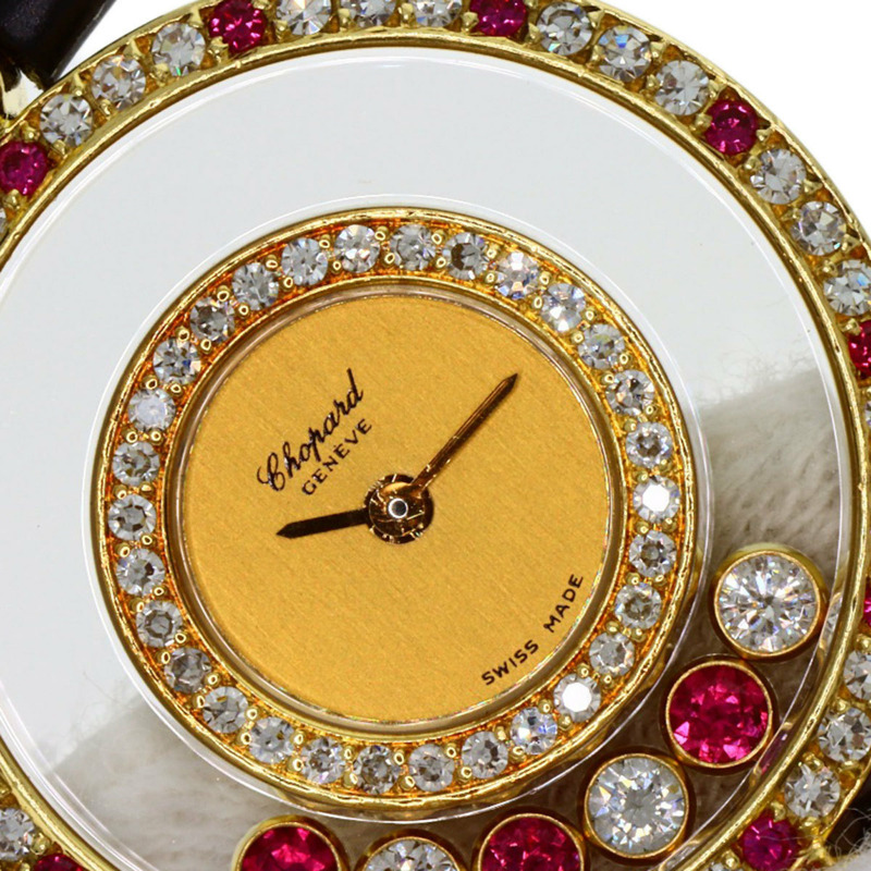 蕭邦 20/4191-21 Happy Diamonds 紅寶石腕錶,18K黃金錶殼搭配皮革錶帶,女士款-26