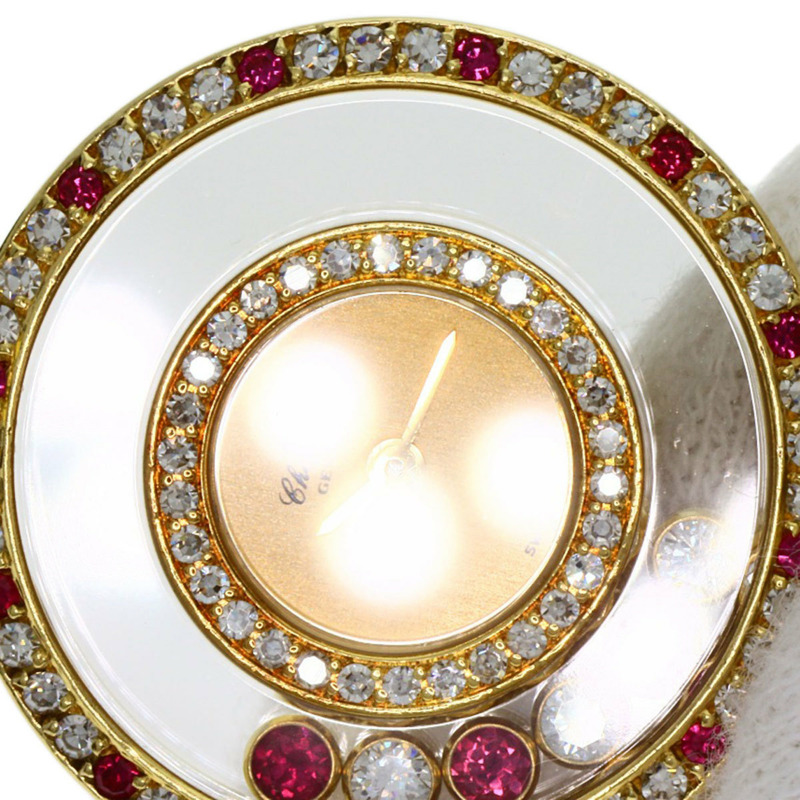 蕭邦 20/4191-21 Happy Diamonds 紅寶石腕錶,18K黃金錶殼搭配皮革錶帶,女士款-28