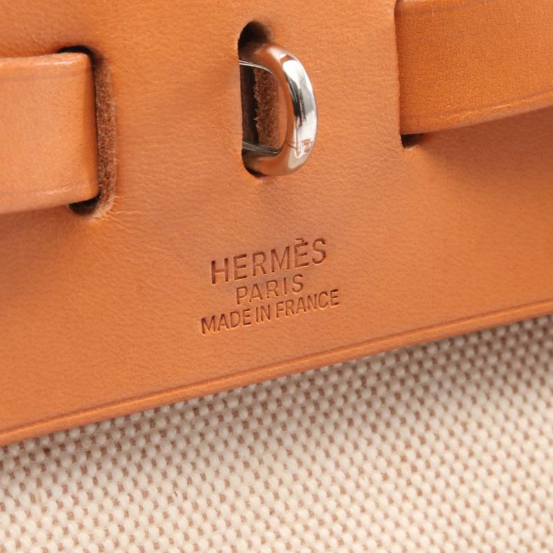 愛馬仕 Herbag a dos PM 雙肩包 C Toile H 皮革天然色 二手 SHW-3