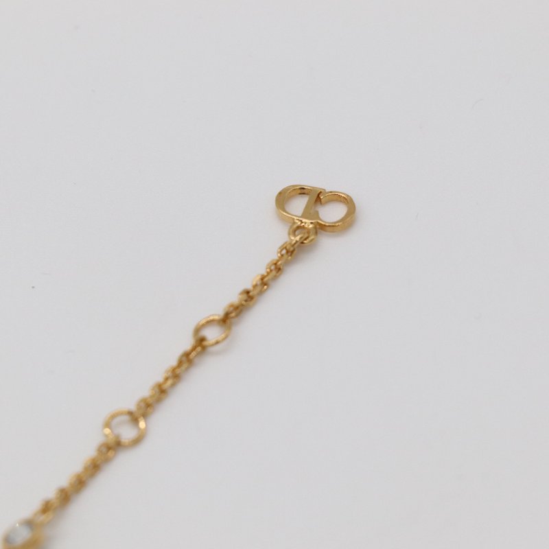DIOR 迪奧 經典CC 金色 Logo 水鑽 珍珠 手鍊-5