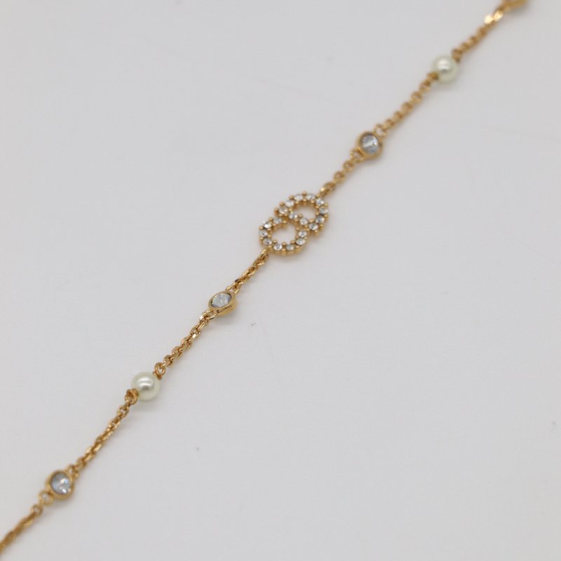 DIOR 迪奧 經典CC 金色 Logo 水鑽 珍珠 手鍊-7