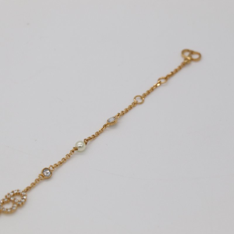 DIOR 迪奧 經典CC 金色 Logo 水鑽 珍珠 手鍊-9
