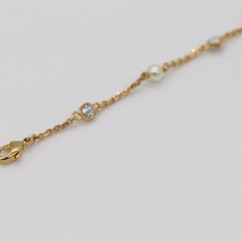 DIOR 迪奧 經典CC 金色 Logo 水鑽 珍珠 手鍊-10