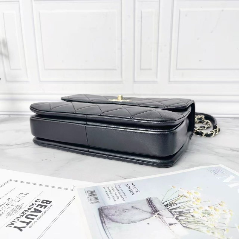 Chanel 21B 黑金trendy cc小號手提肩背斜背包 芯片款 25×17×9cm 98新配件塵袋-4