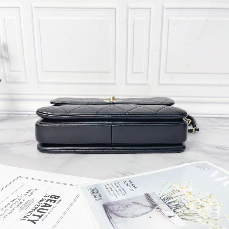 Chanel 21B 黑金trendy cc小號手提肩背斜背包 芯片款 25×17×9cm 98新配件塵袋-5