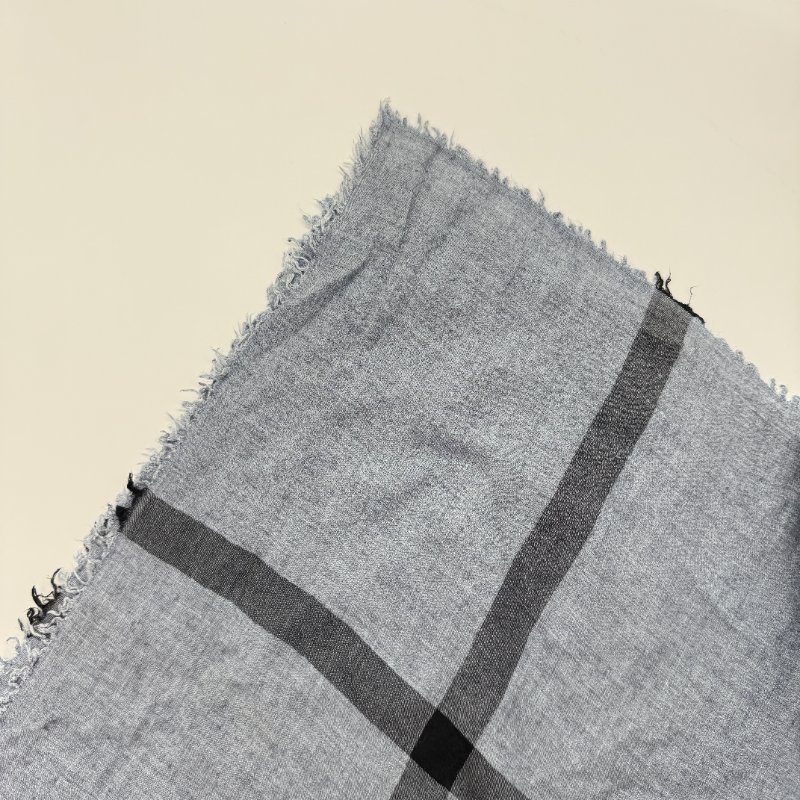 BURBERRY 巴寶莉 經典大方格紋 莫代爾混蠶絲 深灰色 羊毛 大正方披肩 圍巾-3