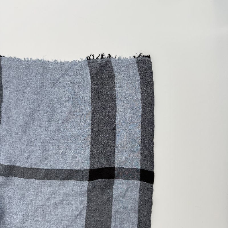 BURBERRY 巴寶莉 經典大方格紋 莫代爾混蠶絲 深灰色 羊毛 大正方披肩 圍巾-4