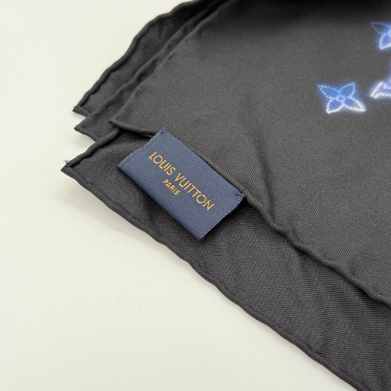 Louis Vuitton 路易威登 Bandana 黑色 藍色 絲綢 方巾-2