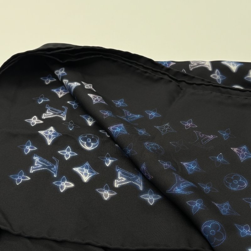Louis Vuitton 路易威登 Bandana 黑色 藍色 絲綢 方巾-3