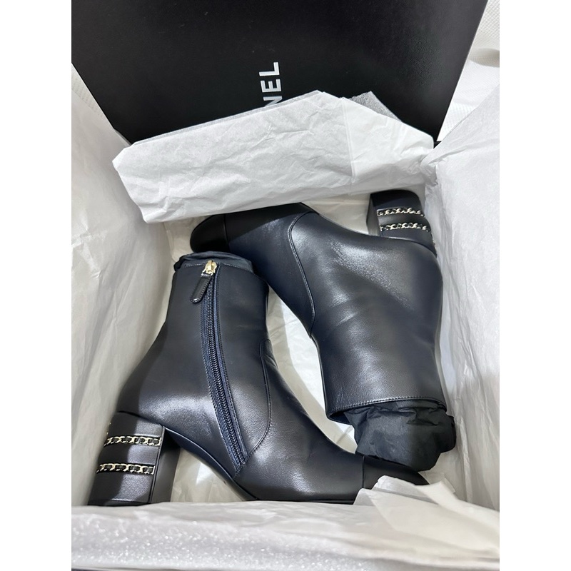 香奈兒Chanel近全新小羊皮低跟鞋38.5/黑色（跟高7cm)-1