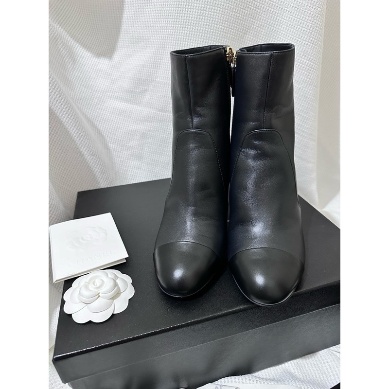 香奈兒Chanel近全新小羊皮低跟鞋38.5/黑色（跟高7cm)-7