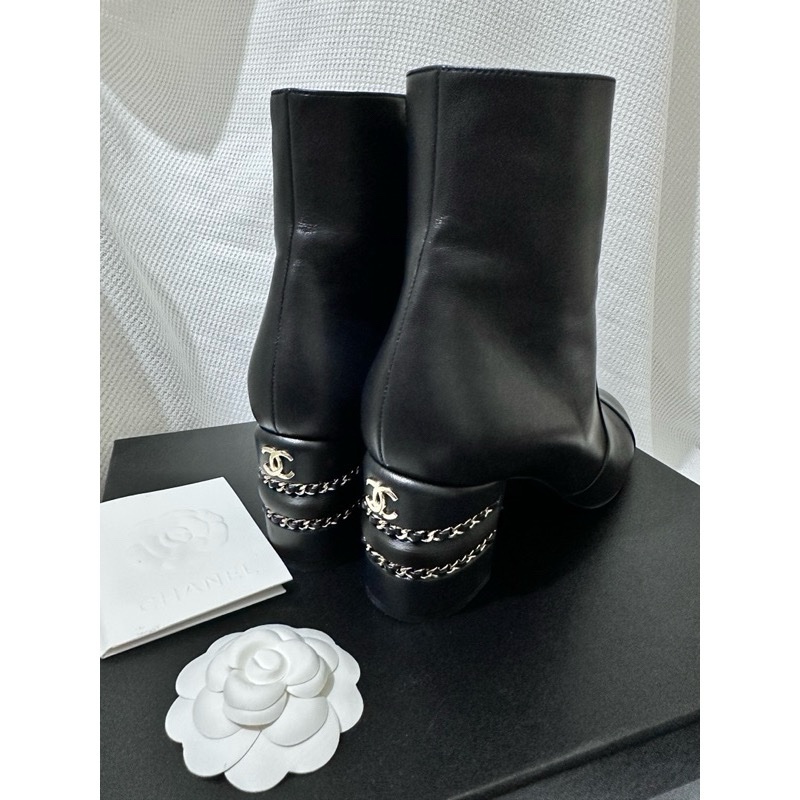 香奈兒Chanel近全新小羊皮低跟鞋38.5/黑色（跟高7cm)-8