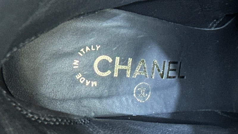 香奈兒Chanel近全新小羊皮低跟鞋38.5/黑色（跟高7cm)-10