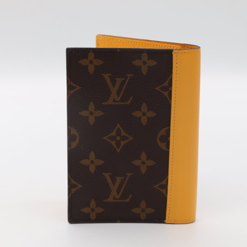 LOUIS VUITTON 路易威登 經典老花 塗層帆布 太陽黃牛皮 護照夾（卡位*5）-2