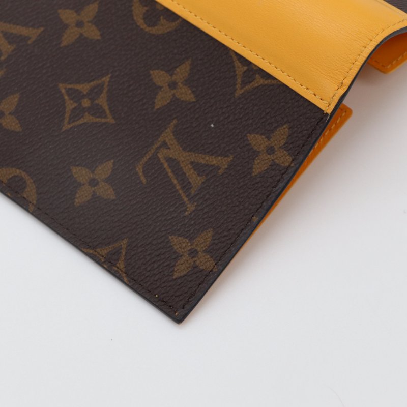 LOUIS VUITTON 路易威登 經典老花 塗層帆布 太陽黃牛皮 護照夾（卡位*5）-5