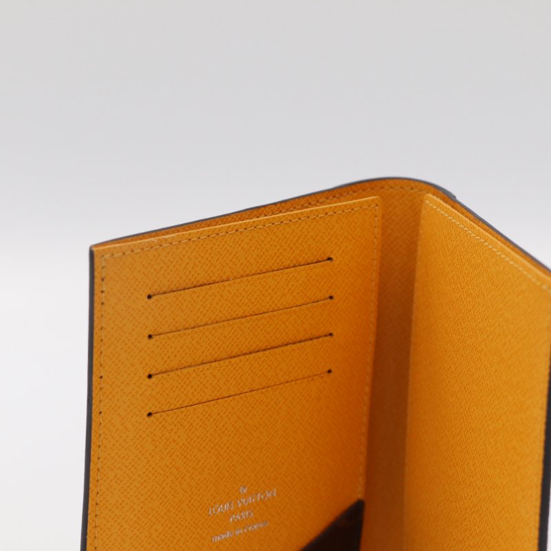 LOUIS VUITTON 路易威登 經典老花 塗層帆布 太陽黃牛皮 護照夾（卡位*5）-8