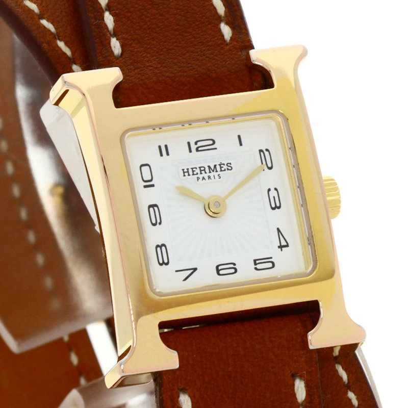 愛馬仕 HH1.101 H 迷你雙圈腕錶 GP/皮革 女士款-3