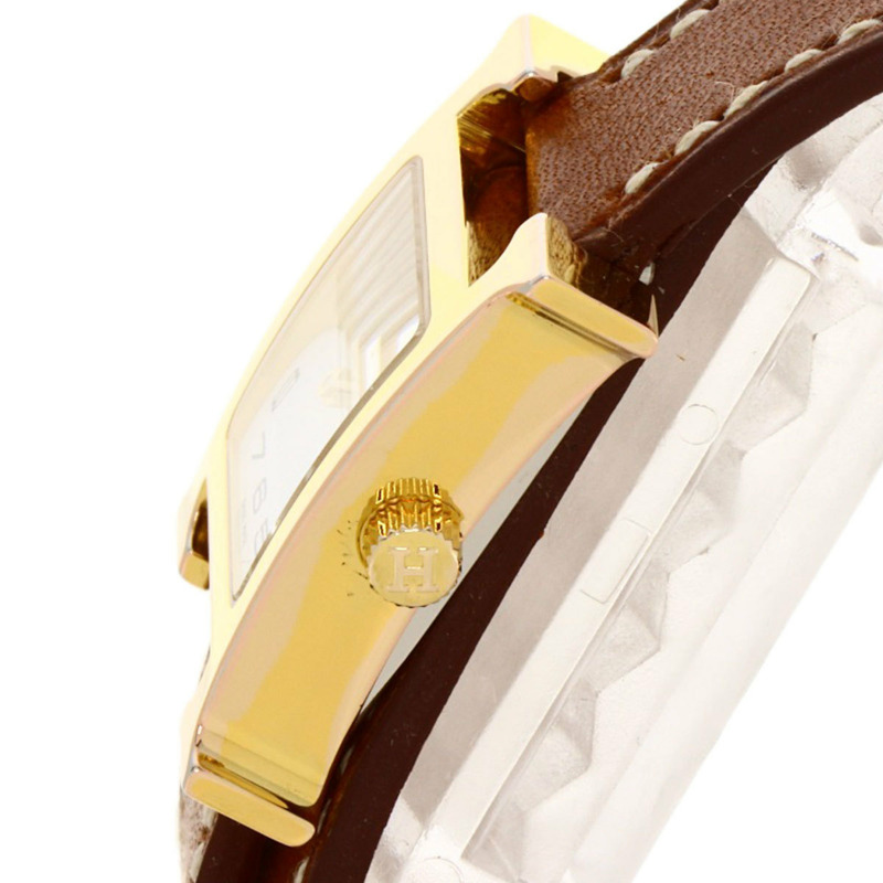 愛馬仕 HH1.101 H 迷你雙圈腕錶 GP/皮革 女士款-4