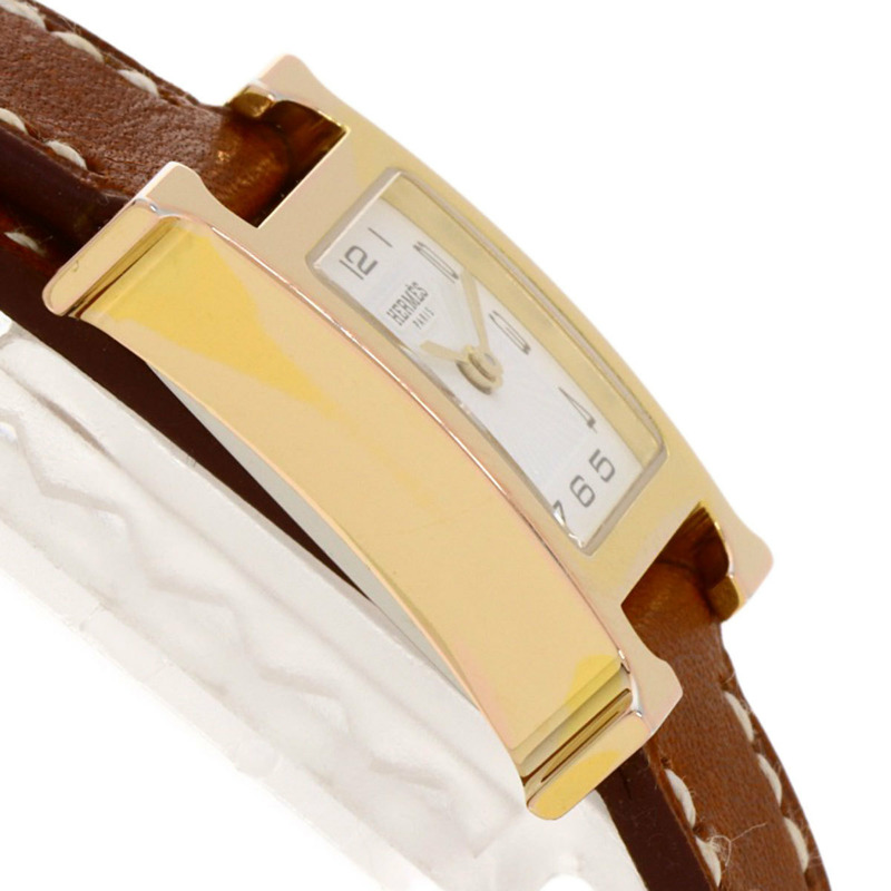 愛馬仕 HH1.101 H 迷你雙圈腕錶 GP/皮革 女士款-5