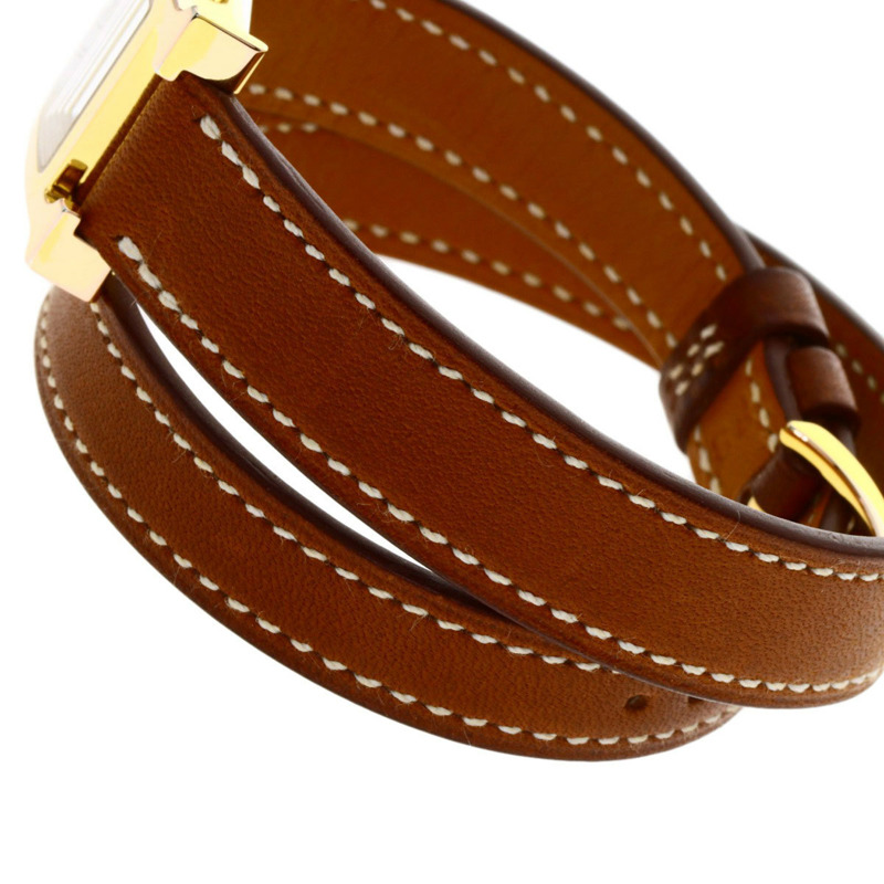 愛馬仕 HH1.101 H 迷你雙圈腕錶 GP/皮革 女士款-11