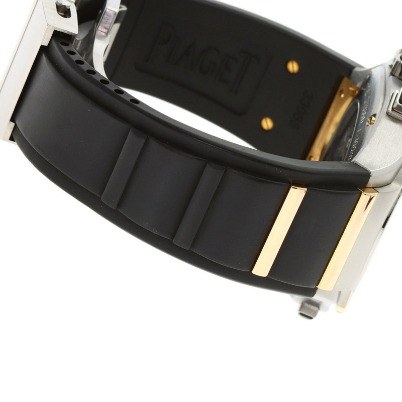 伯爵 GOA36002 Polo 45 飛返計時腕錶,鈦金屬/橡膠/鈦金屬 x 18K鍍金男士腕錶-8