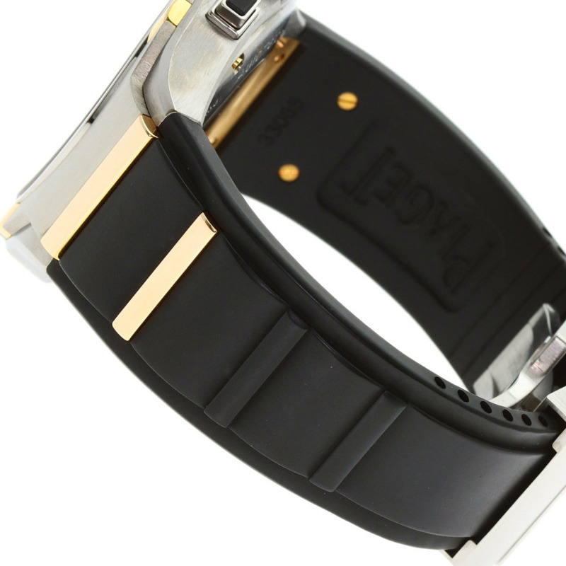 伯爵 GOA36002 Polo 45 飛返計時腕錶,鈦金屬/橡膠/鈦金屬 x 18K鍍金男士腕錶-9