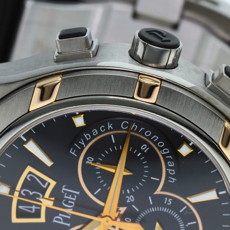 伯爵 GOA36002 Polo 45 飛返計時腕錶,鈦金屬/橡膠/鈦金屬 x 18K鍍金男士腕錶-18