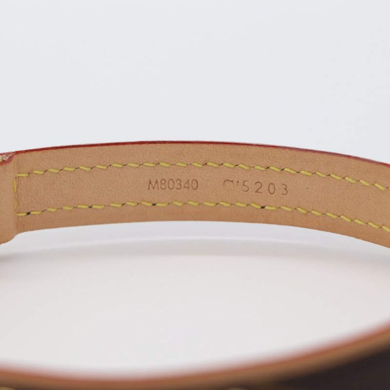 LOUIS VUITTON 路易威登 Monogram 棕色 塗層帆布 皮革飾邊 金扣 狗項圈-5