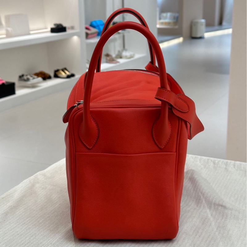 🌈Hermes❤️Lindy 30❤️橙紅色銀扣🌟99新🌟Swift皮🌟-3