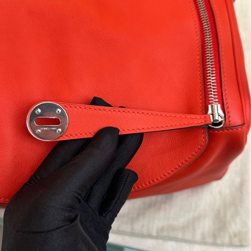 🌈Hermes❤️Lindy 30❤️橙紅色銀扣🌟99新🌟Swift皮🌟-6