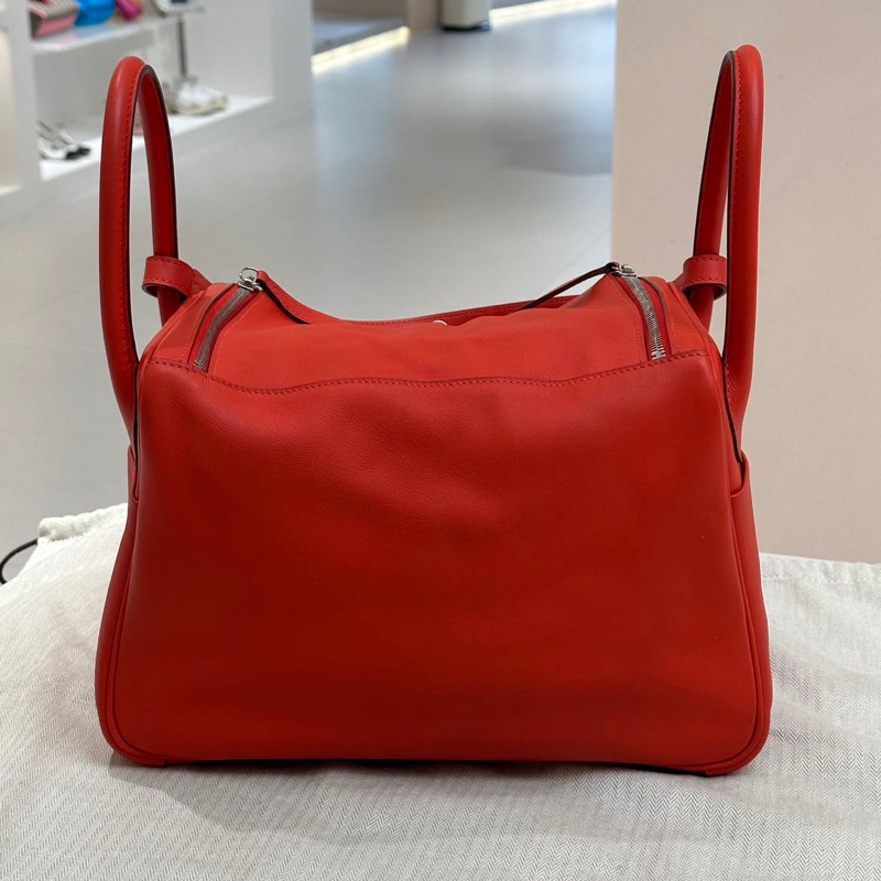 🌈Hermes❤️Lindy 30❤️橙紅色銀扣🌟99新🌟Swift皮🌟-9