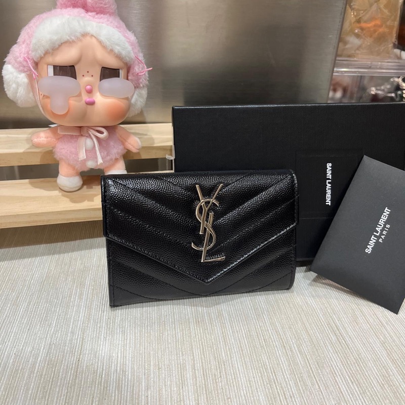 Ysl CASSANDRE MATELASSÉ FRAGMENTS FLAP CARD CASE IN GRAIN DE POUDRE LEATHER-0