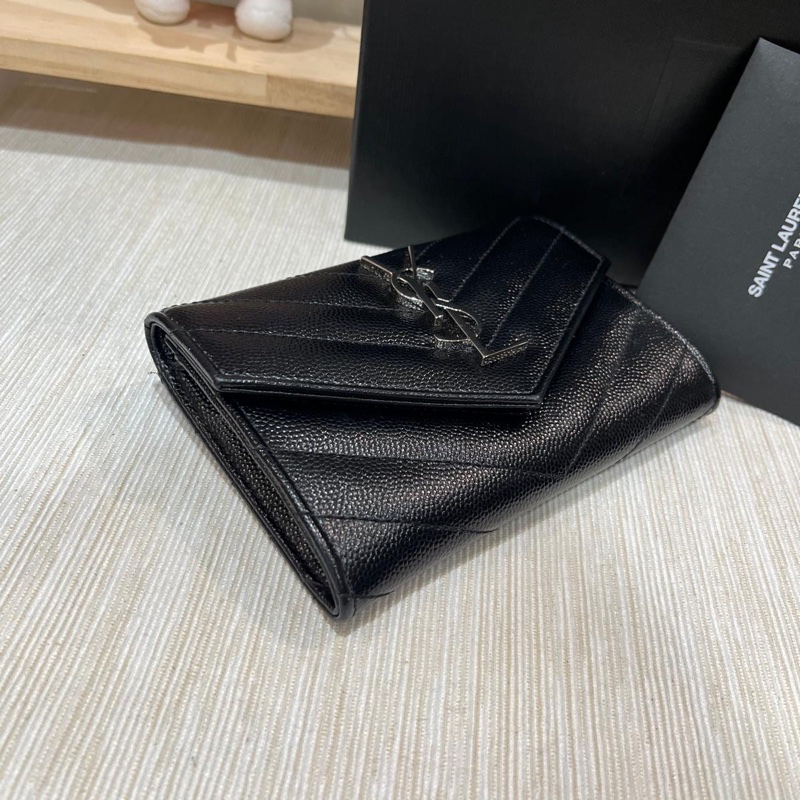 Ysl CASSANDRE MATELASSÉ FRAGMENTS FLAP CARD CASE IN GRAIN DE POUDRE LEATHER-3