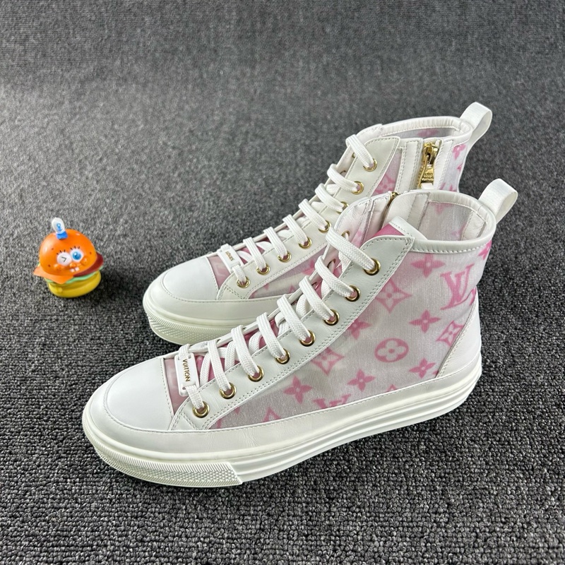 98新Louis Vuitton路易威登高幫帆布鞋 尺碼：36  粉-0
