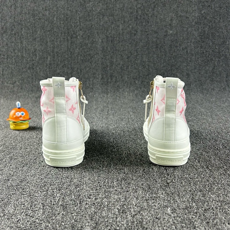 98新Louis Vuitton路易威登高幫帆布鞋 尺碼：36  粉-4