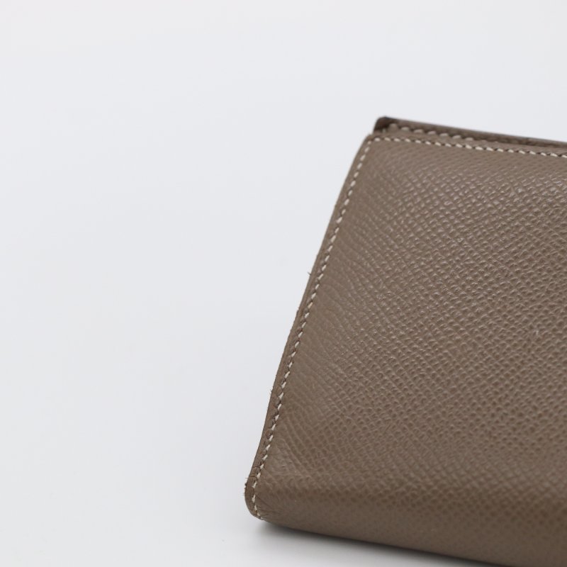 HERMES 愛馬仕 Béarn Soufflet 灰色 山羊皮 銀扣 長夾-7