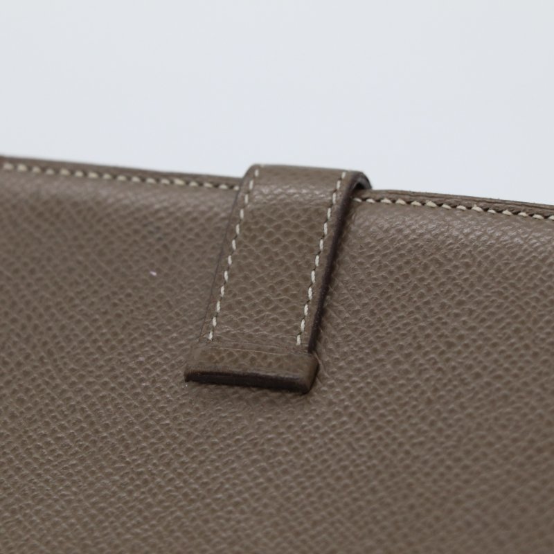 HERMES 愛馬仕 Béarn Soufflet 灰色 山羊皮 銀扣 長夾-8