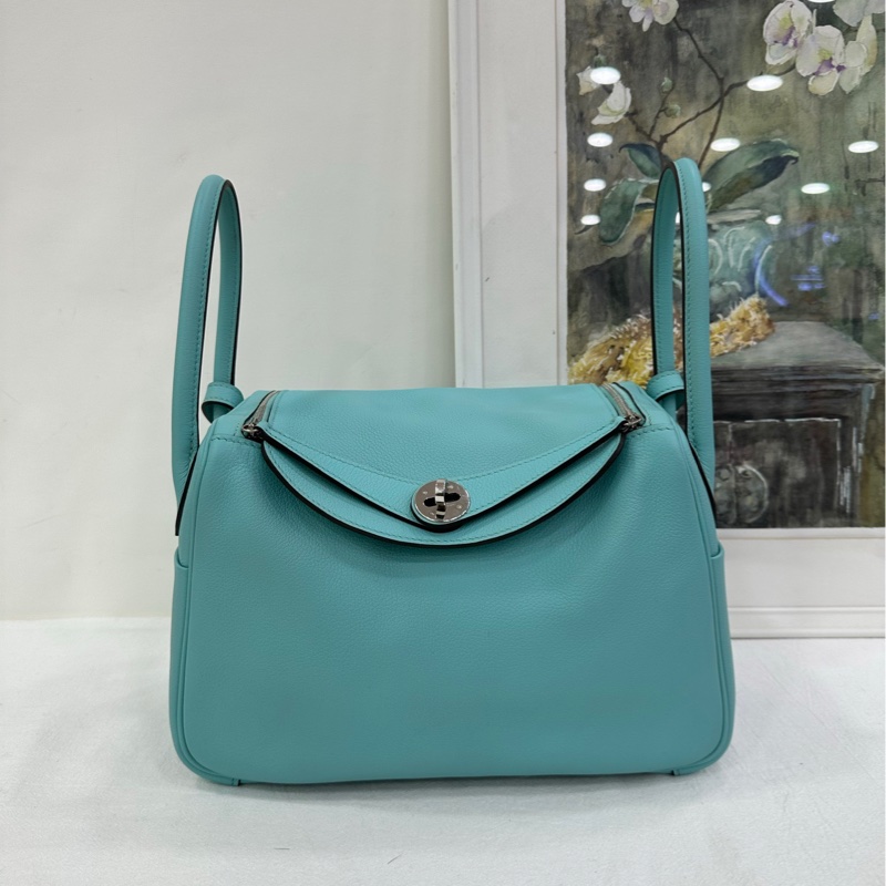 愛馬仕/Hermes Lindy26 手提單肩包 馬卡龍藍 EC皮 T刻-1