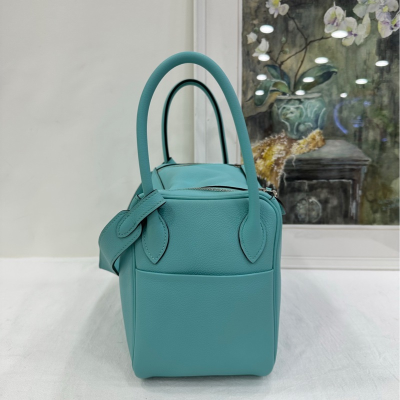 愛馬仕/Hermes Lindy26 手提單肩包 馬卡龍藍 EC皮 T刻-3