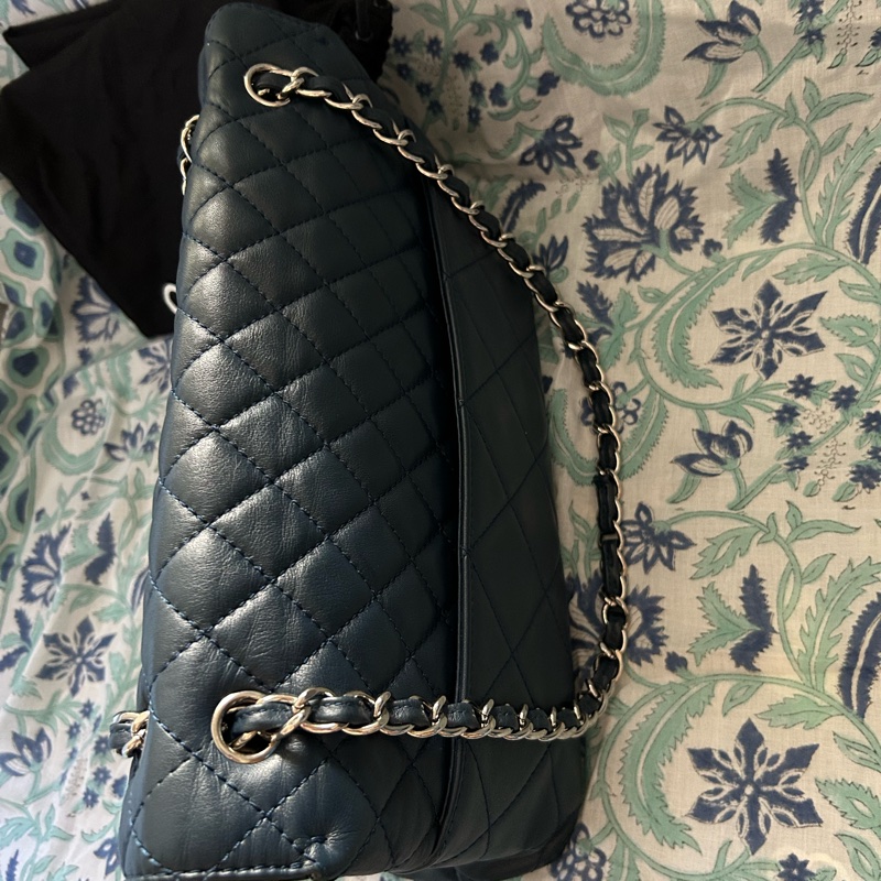 國際精品CHANEL香奈兒CF 肩背包 很深的氣質藍 銀扣鍊-2