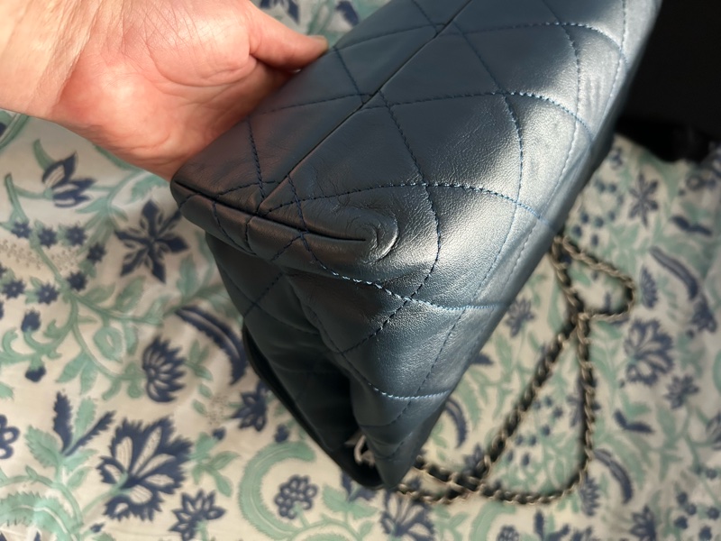 國際精品CHANEL香奈兒CF 肩背包 很深的氣質藍 銀扣鍊-11