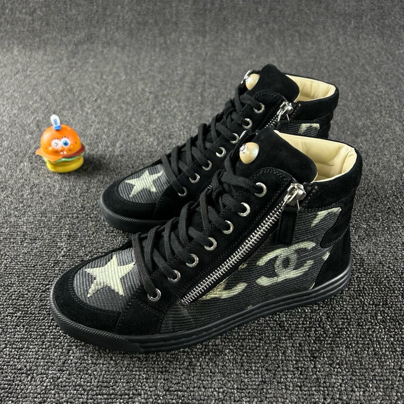 Chanel香奈兒黑色高幫運動鞋 尺碼:36 碼-0