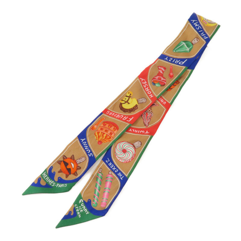 HERMES 絲質Twilly絲巾Multicolor-0
