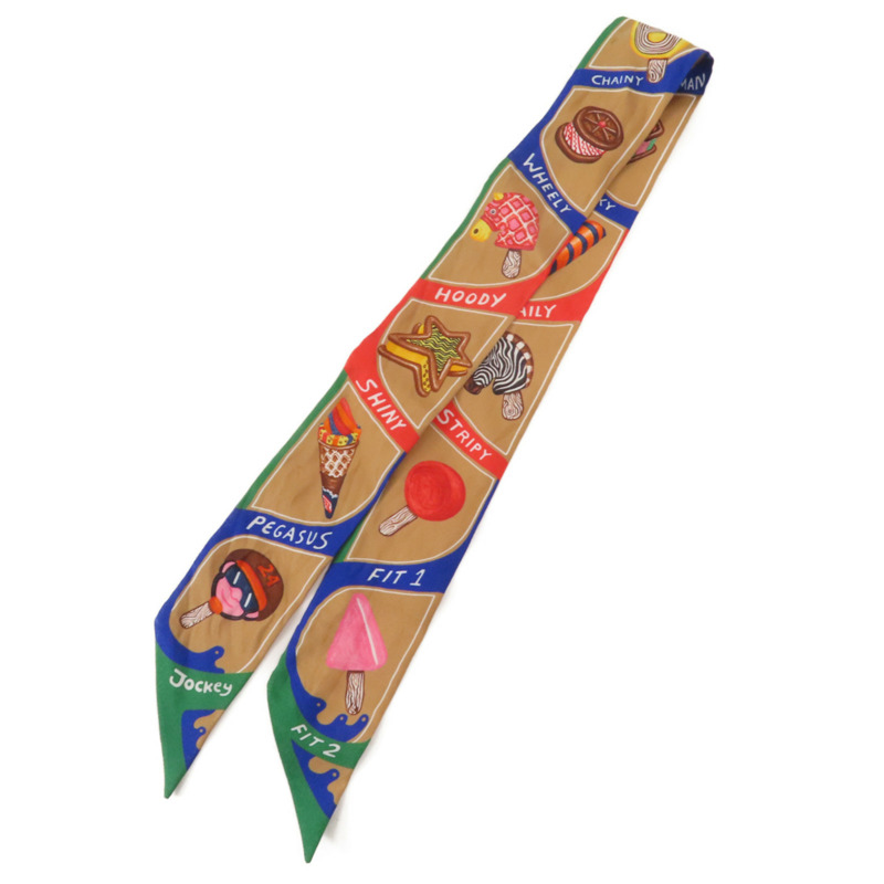 HERMES 絲質Twilly絲巾Multicolor-1