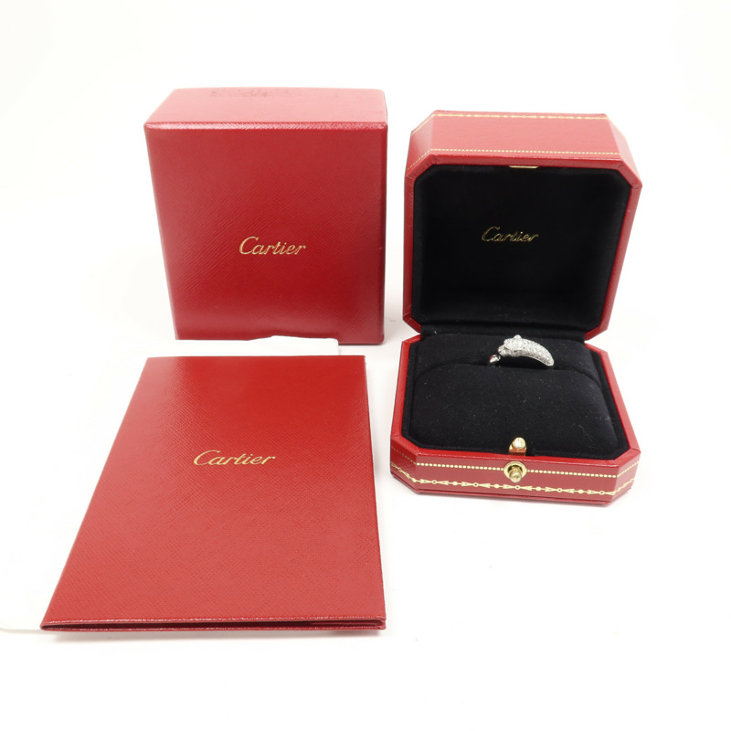 CARTIER 18K白金Diamond Panthere De Cartier鑽石戒指Cartier#54/US#6.75-8