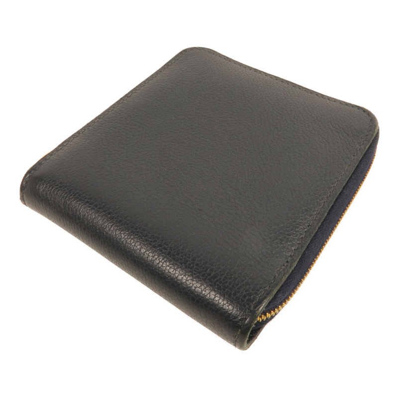 HERMES Evercolor皮革Zipper Wallet金扣錢包Bleu Nuit-3