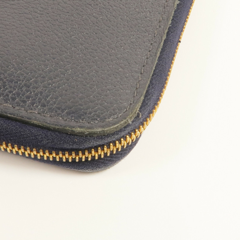 HERMES Evercolor皮革Zipper Wallet金扣錢包Bleu Nuit-6