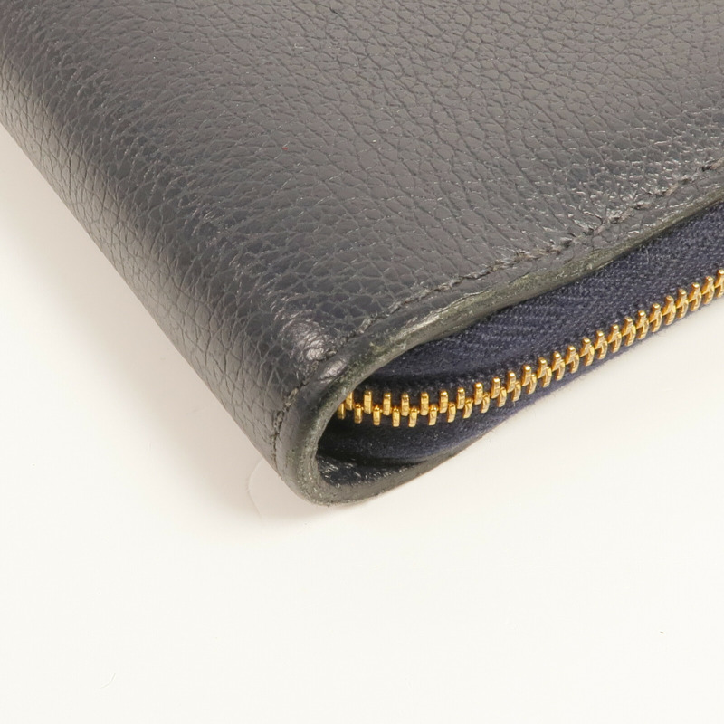 HERMES Evercolor皮革Zipper Wallet金扣錢包Bleu Nuit-7