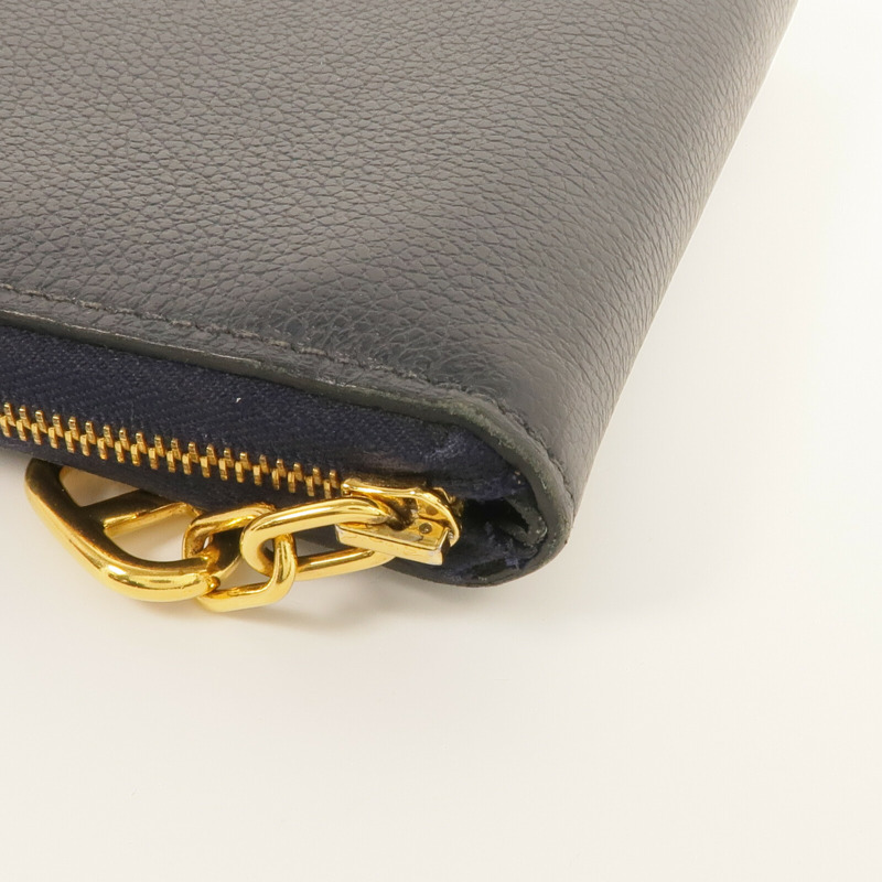 HERMES Evercolor皮革Zipper Wallet金扣錢包Bleu Nuit-9