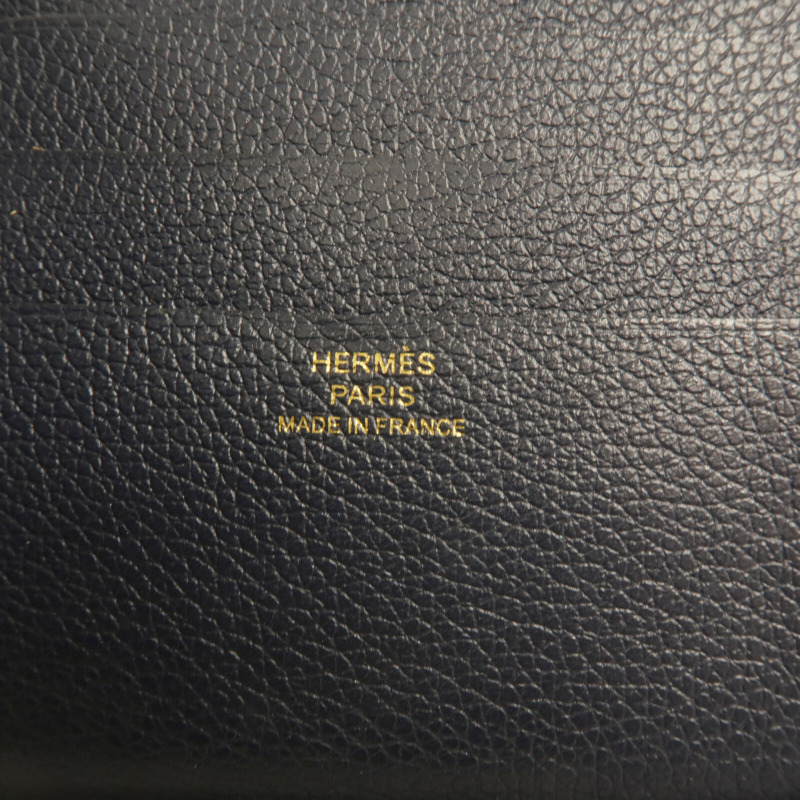 HERMES Evercolor皮革Zipper Wallet金扣錢包Bleu Nuit-12